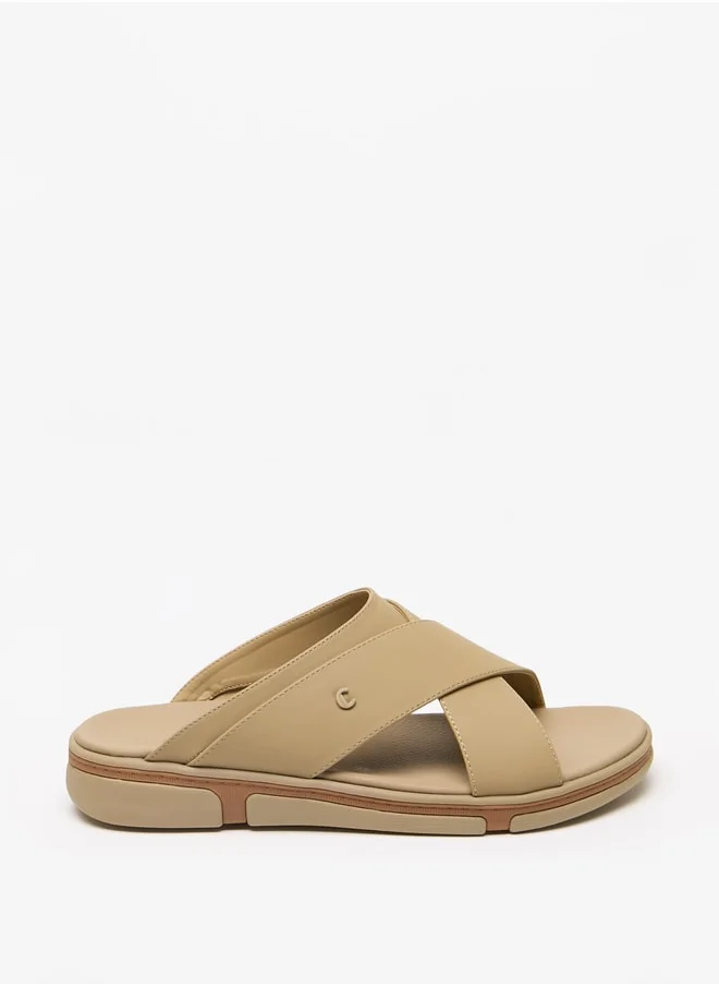 لو كونفورت Men's Cross Strap Slip-On Sandals