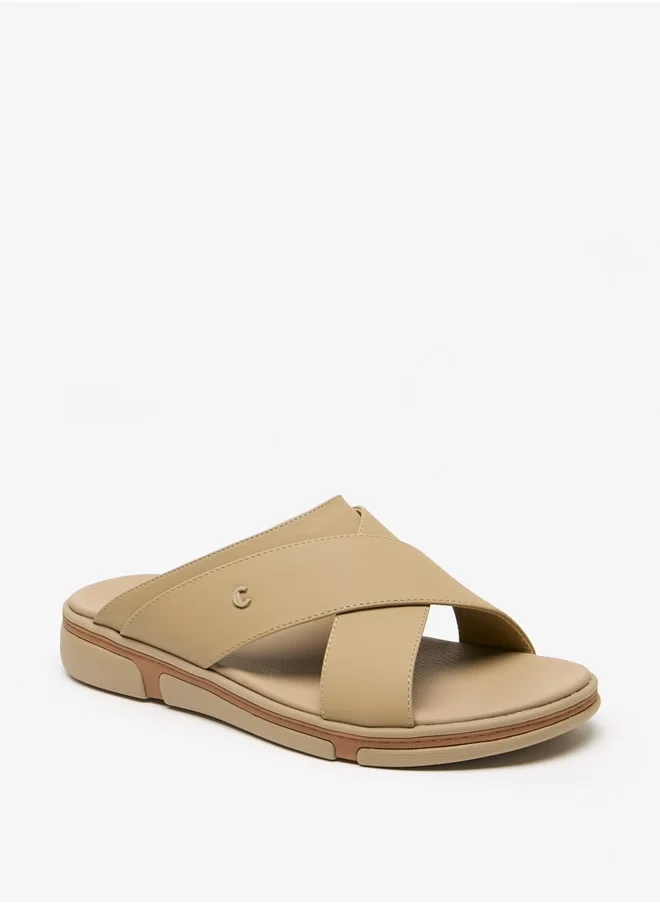 لو كونفورت Men's Cross Strap Slip-On Sandals