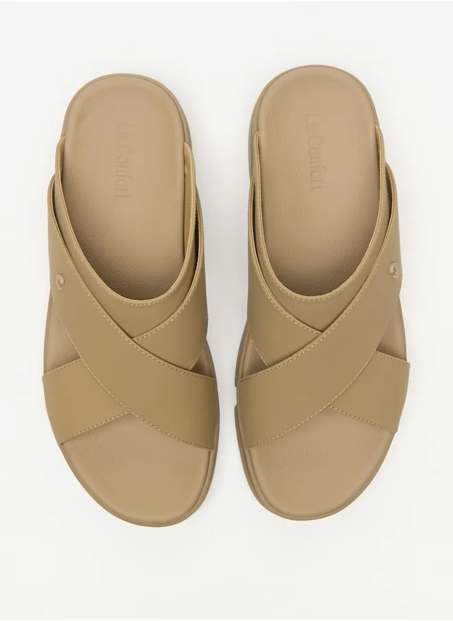 لو كونفورت Men's Cross Strap Slip-On Sandals