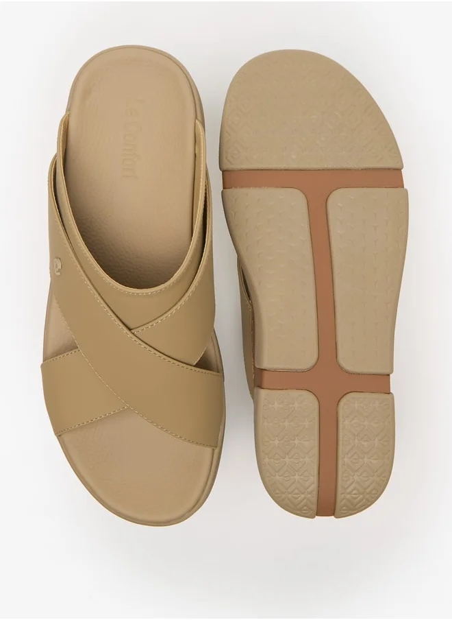 لو كونفورت Men's Cross Strap Slip-On Sandals