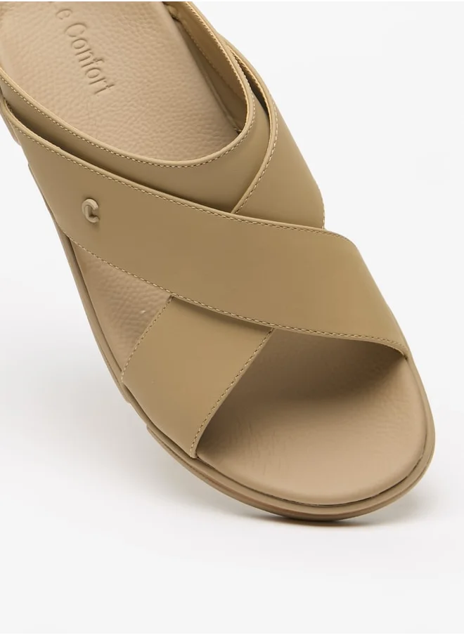 لو كونفورت Men's Cross Strap Slip-On Sandals