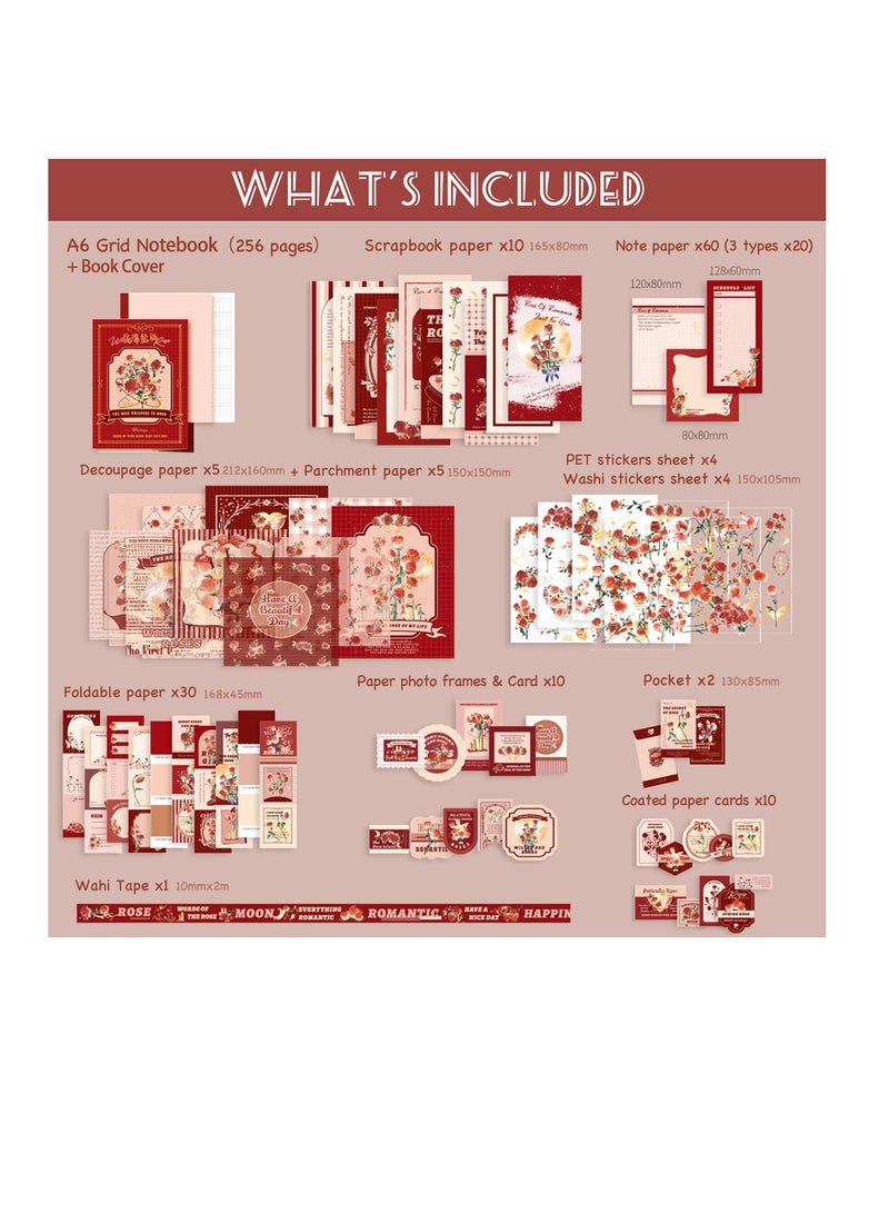 SYOSI Aesthetic Scrapbook Kit for Journaling, Vintage Scrapbooking Supplies Set Bullet Journal Scrapbook Accessory Kit Artistic Scrapbooking Kit Creative Bullet Scrapbook Supplies for Women Kid Teen Girl - Image 3