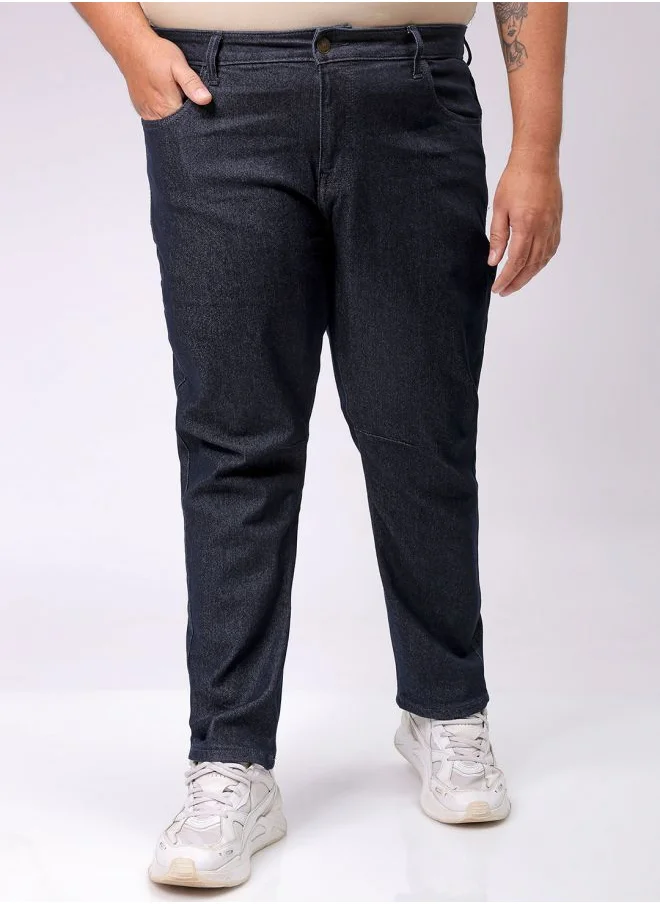 هاردسودا Men Plus Size Carrot Fit Solid Mid-Rise Stretchable Jeans