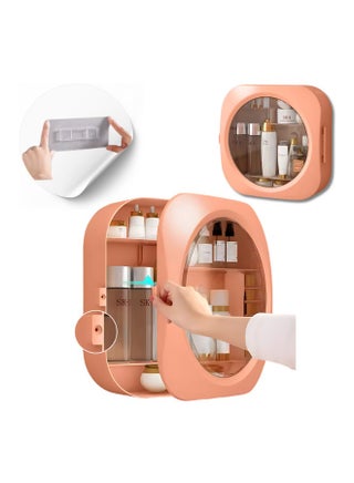 صندوق تخزين مستحضرات التجميل الشفاف متعدد الوظائف يثبت على الحائط بدون ثقب، منظم مكياج بلاستيكي شفاف مقاوم للماء ورف تخزين مقسم (وردي) - pzsku/ZDB6A270C1F359DEB803FZ/45/_/1740316228/12d62136-a922-4949-91d1-8da081f74614