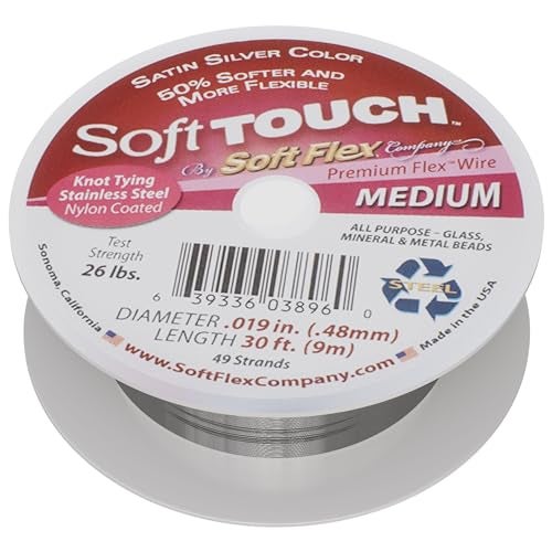Soft Flex 49 Strand Stringing Wire - Flexible Braided - Medium 0.19 Diameter - Jewelry Making Bead Wire - Satin Silver - Image 1