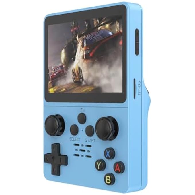QUANTUMG - R35S RETRO HANDHELD GAME CONSOLE WITH 3.5 INCH IPS HD DISPLAY, LINUX SYSTEM, 64GB INBUILT GAMES  COMPACT POCKET VIDEO GAME (BLUE) - Image 3