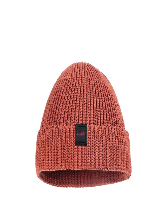 DASMINI Fisherman Beanie Hats for Men Women,Knit Trawler Rollup Edge Skull Cap,Watch Cap,Docker Beanie Spring Fall Short Mini Hats (Rust, Size M) - Image 4