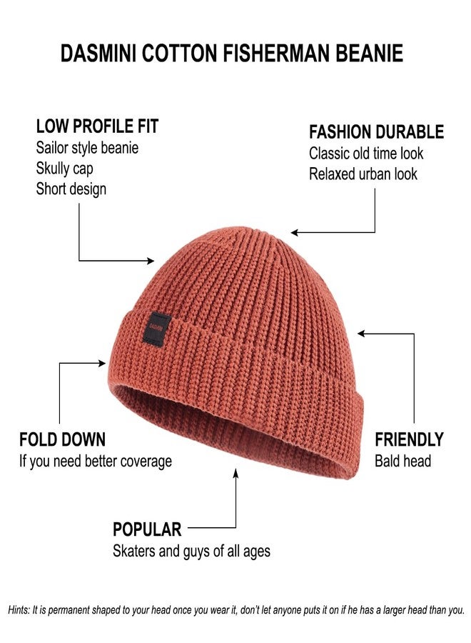 DASMINI Fisherman Beanie Hats for Men Women,Knit Trawler Rollup Edge Skull Cap,Watch Cap,Docker Beanie Spring Fall Short Mini Hats (Rust, Size M) - Image 5
