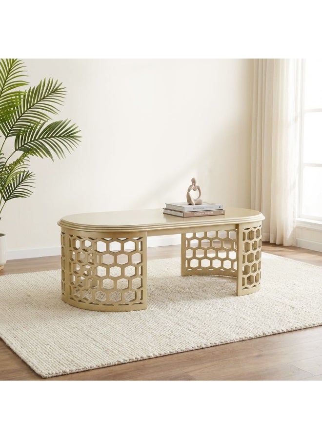 DANUBE HOME Bunbury Coffee Table Multi Functional Living Room Desk Space Saving Center Table Furniture For Home Living Room L 140 x W 75 x H 50 cm Champagne Gold - Image 1