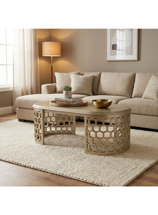 DANUBE HOME Bunbury Coffee Table Multi Functional Living Room Desk Space Saving Center Table Furniture For Home Living Room L 140 x W 75 x H 50 cm Champagne Gold - Image 4