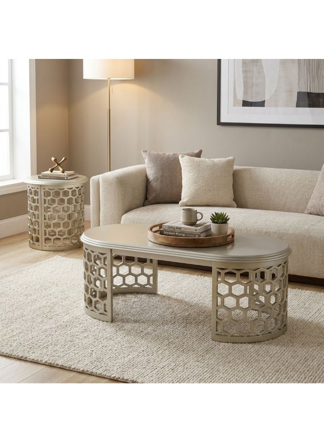 DANUBE HOME Bunbury Coffee Table Multi Functional Living Room Desk Space Saving Center Table Furniture For Home Living Room L 140 x W 75 x H 50 cm Champagne Gold - Image 5