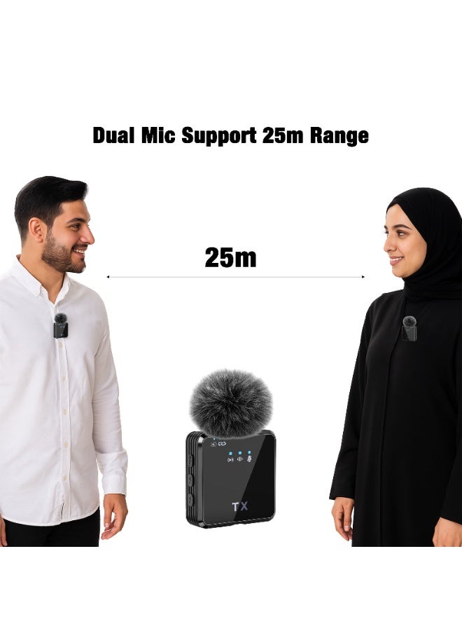 سي جود مجموعة 2 ميكروفون لاسلكي لافاليير، ميكروفون تسجيل مع تقليل الضوضاء، ميكروفون كليب للتصوير والفيديو والفلوج والبث المباشر، متوافق مع الهواتف الذكية والآيفون والأندرويد والكمبيوتر واللابتوب، مثالي للمقابلات وصناع المحتوى والبودكاست - Image 4