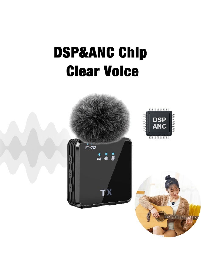 سي جود مجموعة 2 ميكروفون لاسلكي لافاليير، ميكروفون تسجيل مع تقليل الضوضاء، ميكروفون كليب للتصوير والفيديو والفلوج والبث المباشر، متوافق مع الهواتف الذكية والآيفون والأندرويد والكمبيوتر واللابتوب، مثالي للمقابلات وصناع المحتوى والبودكاست - Image 2