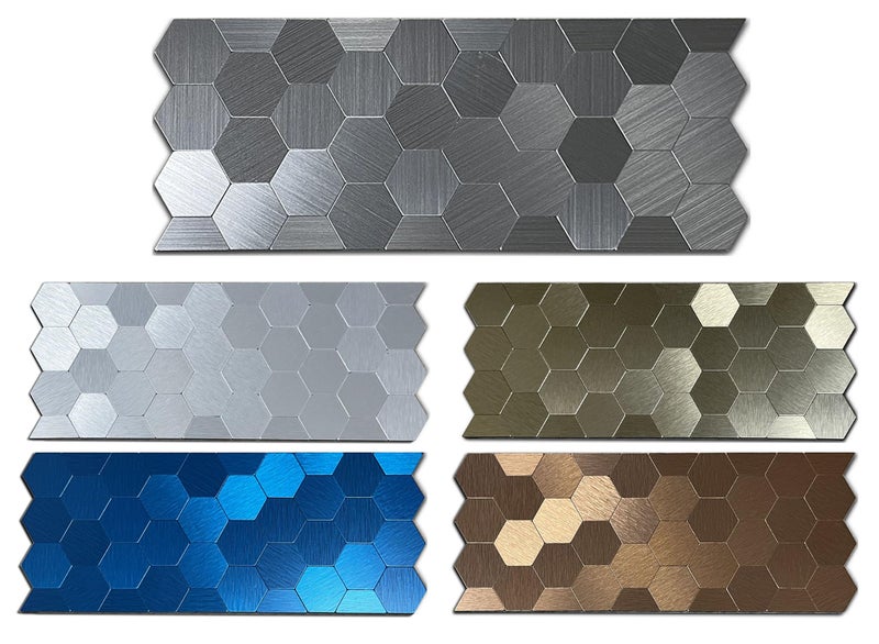 XUANINY Peel and Stick Metal Hexagon Tiles, Self Adhesive Decorative Waist Line Mosaic Tiles, Wall Panels for Kitchen Backsplash, Bathroom, Bedroom, Living Room (20 Stainless Steel) - Image 3