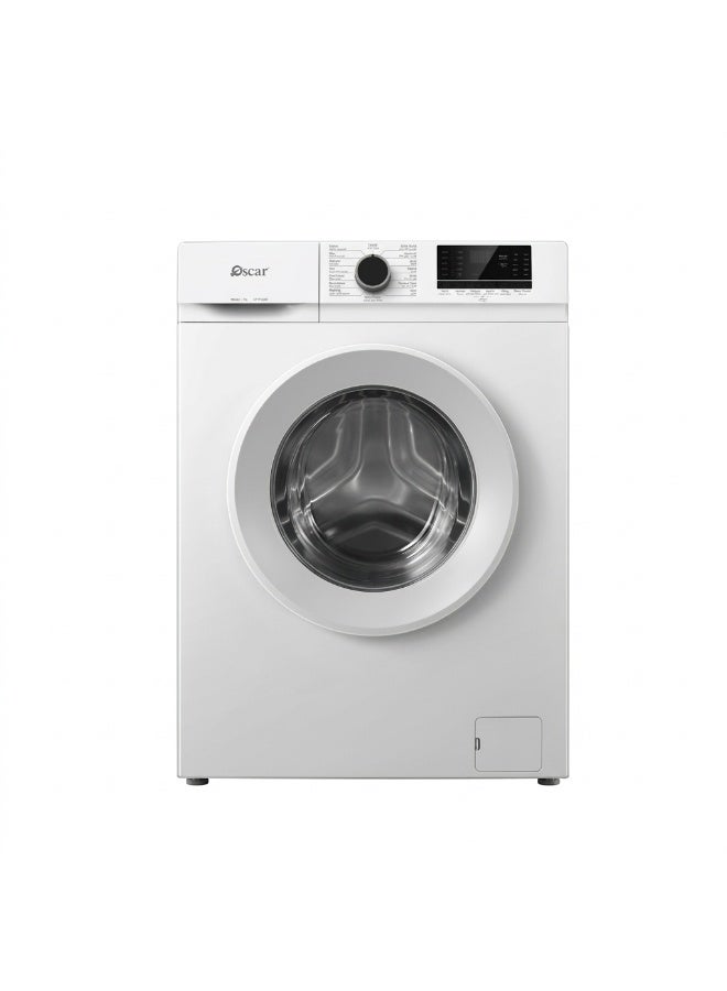 OSCAR 7KG Front Load Fully Automatic Washing Machine, 1200 RPM, 16 Wash Programs, Energy Efficient, Compact Design, Ideal for Home Use, White - OFL7R10W1 | 1 Year Warranty