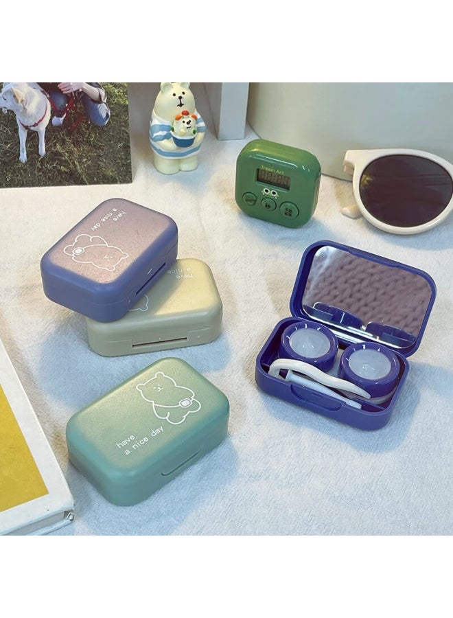ETRAVEL Etravel Contact Lens Case, Myopia Care Case, Portable Mini Storage Box, Green Bear  - Image 3