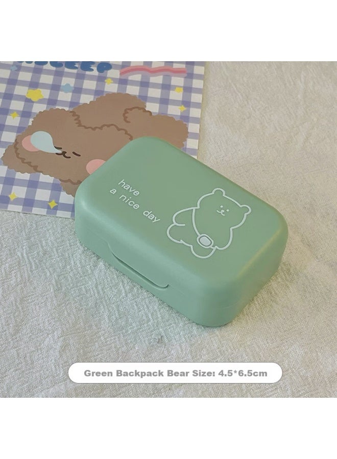 ETRAVEL Etravel Contact Lens Case, Myopia Care Case, Portable Mini Storage Box, Green Bear  - Image 4