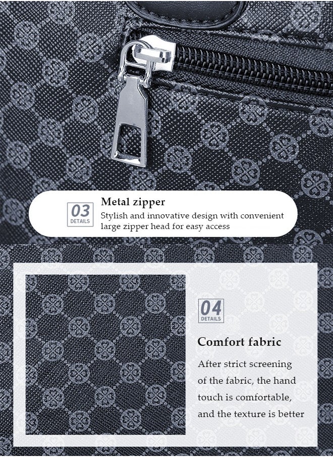 DUNISO - 6pcs Shoulder Bag Set for Women Large Capacity checkered pattern  Ladies Tote Handbag Set for Women Commute One Shoulder Cross-body Bag with Wallet(Black） - Image 1