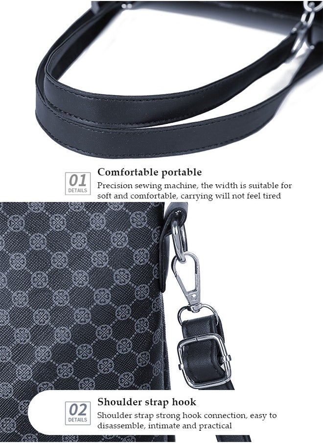 DUNISO - 6pcs Shoulder Bag Set for Women Large Capacity checkered pattern  Ladies Tote Handbag Set for Women Commute One Shoulder Cross-body Bag with Wallet(Black） - Image 1