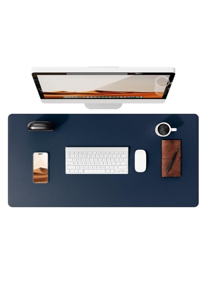 Genuine leather desk pad protective cover, office desk pad, large mouse pad, non-slip PU leather desk pad, laptop desk pad, waterproof office writing pad, suitable for office and home use (dark blue,