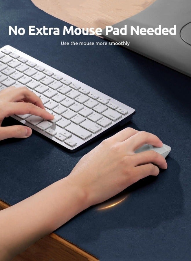 Genuine leather desk pad protective cover, office desk pad, large mouse pad, non-slip PU leather desk pad, laptop desk pad, waterproof office writing pad, suitable for office and home use (dark blue,