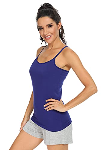 Orrpally Women Cotton Camisole Shelf Bra Cami Tank Tops Adjustable Spaghetti Strap Tank Top 3-Pack Black/Dark Blue/Aqua S - Image 3