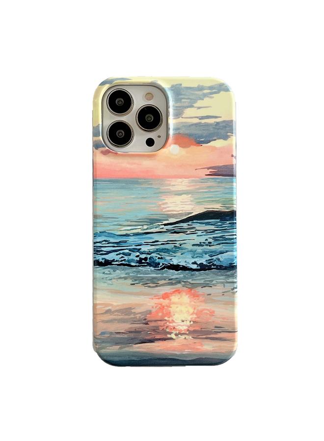 Zaboon Case For iPhone 13 Pro 2 in 1 Detachable Oil Painting Sea Pattern Phone Case - Image 1