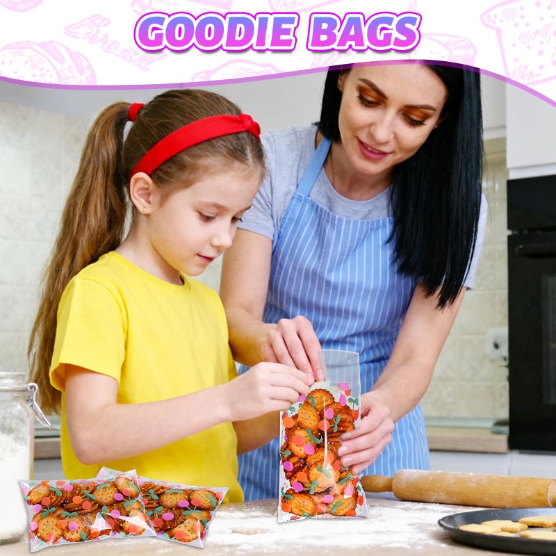 Eunoir 100Pcs 4x6 Inches Self Adhesive Goodie Bags, 4 Assorted Dopamine Color Patterns for Party Favors, Treat Bags for Birthday, Baby Shower, Wedding, Carnival - Image 5