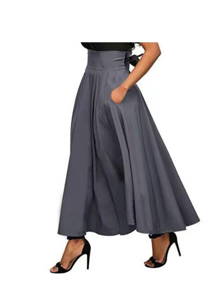 Loquat New Women's Half Skirt Solid Color Binding Ankle-length Corset Skirt 