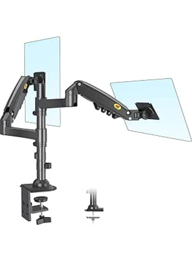 NB North Bayou H160-B Dual Monitor Arm – Adjustable Desk Mount for 17–27 Inch Screens, Holds Up to 19.8 lbs Each, VESA Compatible with C-Clamp & Grommet Base - Image 1