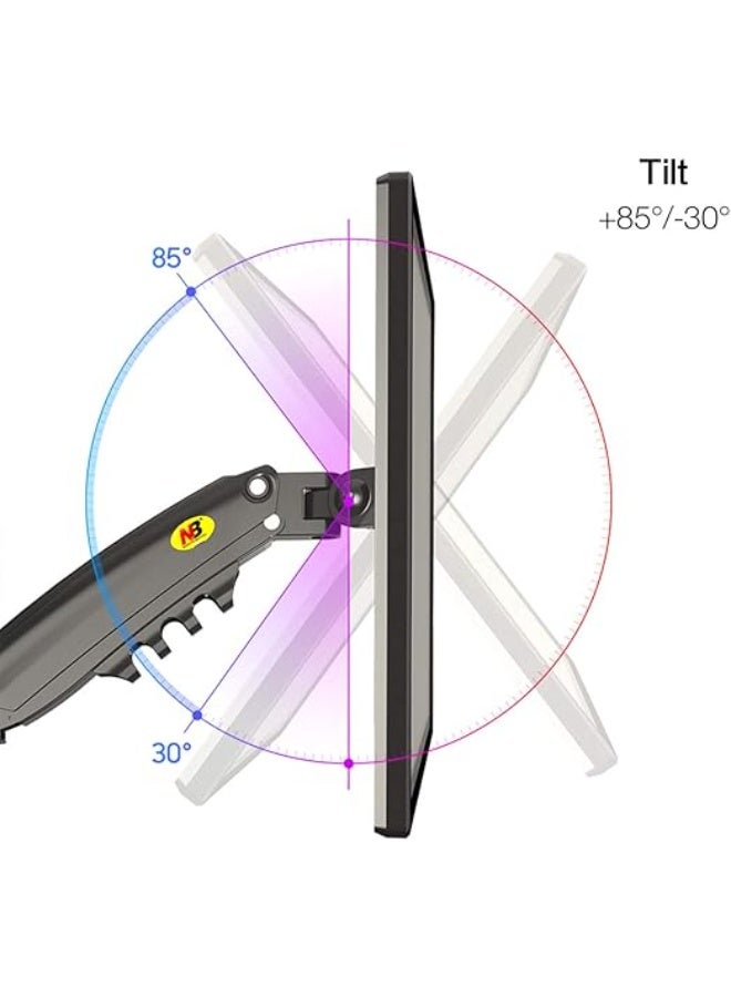 NB North Bayou H160-B Dual Monitor Arm – Adjustable Desk Mount for 17–27 Inch Screens, Holds Up to 19.8 lbs Each, VESA Compatible with C-Clamp & Grommet Base - Image 3