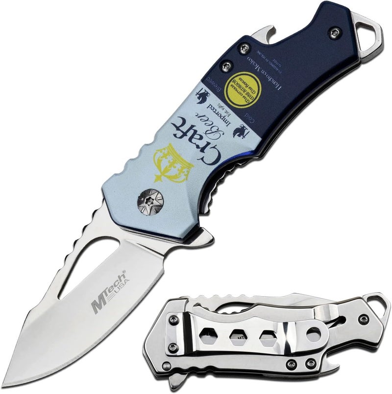 MTECH USA – Pocket Folding Knife – Fine Edge Steel Blade, Aluminum/Nylon Fiber Handle, Bottle Opener and Pocket Clip, Tactical, EDC, Self Defense- MT-A882 - Image 1