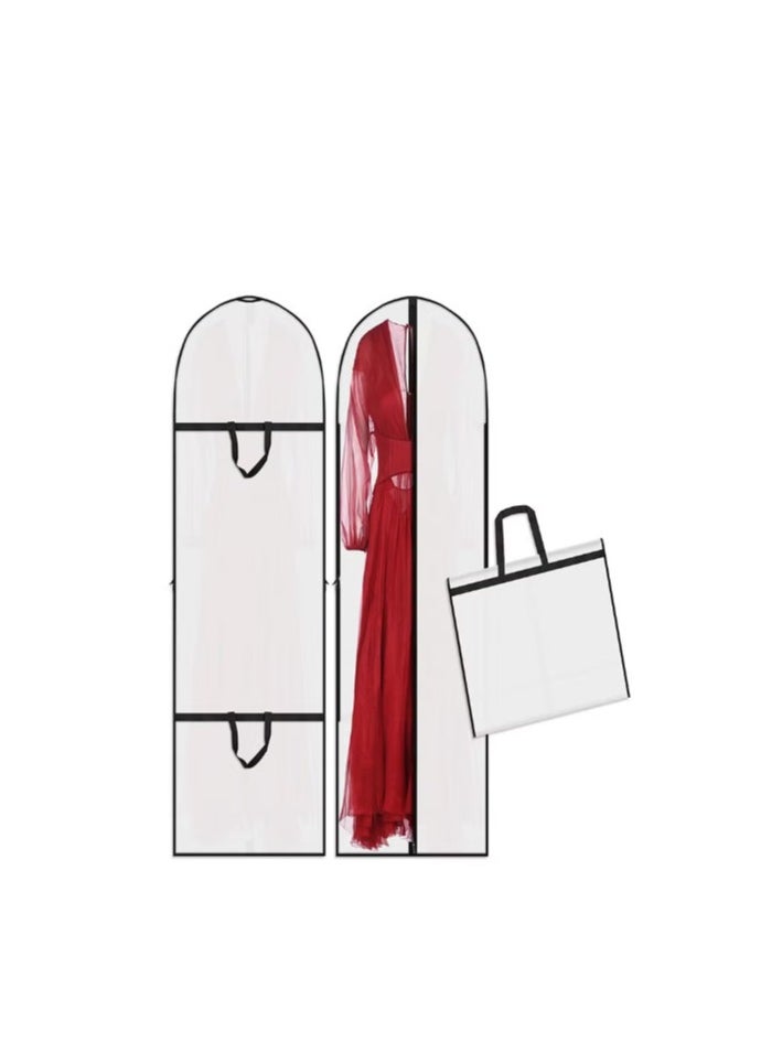 Generic 70.8" Garment Bag 2 Pcs Garment Cover Bag Dustproof Clothes Cover Bags Wedding Dress Bag Cover Foldable Clothe Storage Bag Protector for Closet Storage Suit,Robe,Long Dress(60*180CM-white)  - Image 1