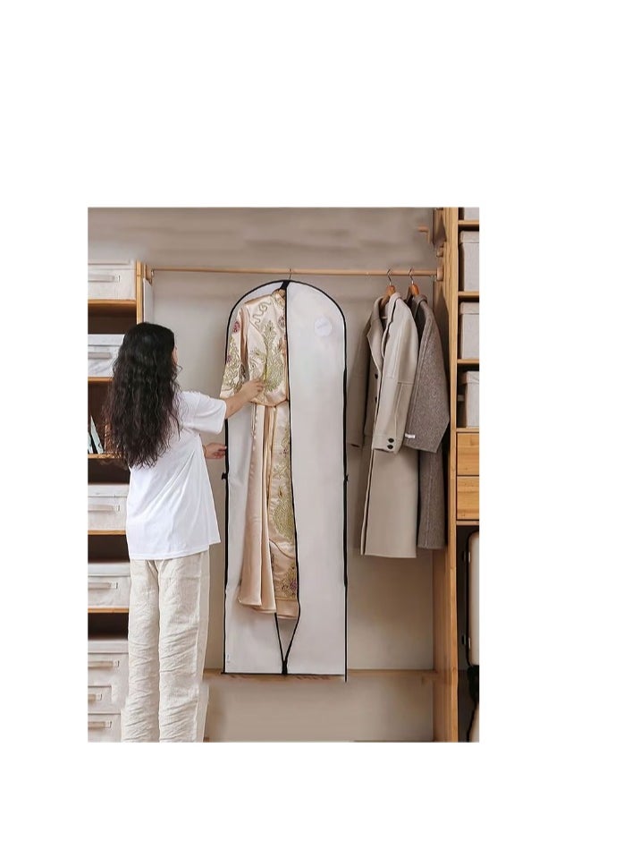 Generic 70.8" Garment Bag 2 Pcs Garment Cover Bag Dustproof Clothes Cover Bags Wedding Dress Bag Cover Foldable Clothe Storage Bag Protector for Closet Storage Suit,Robe,Long Dress(60*180CM-white)  - Image 2