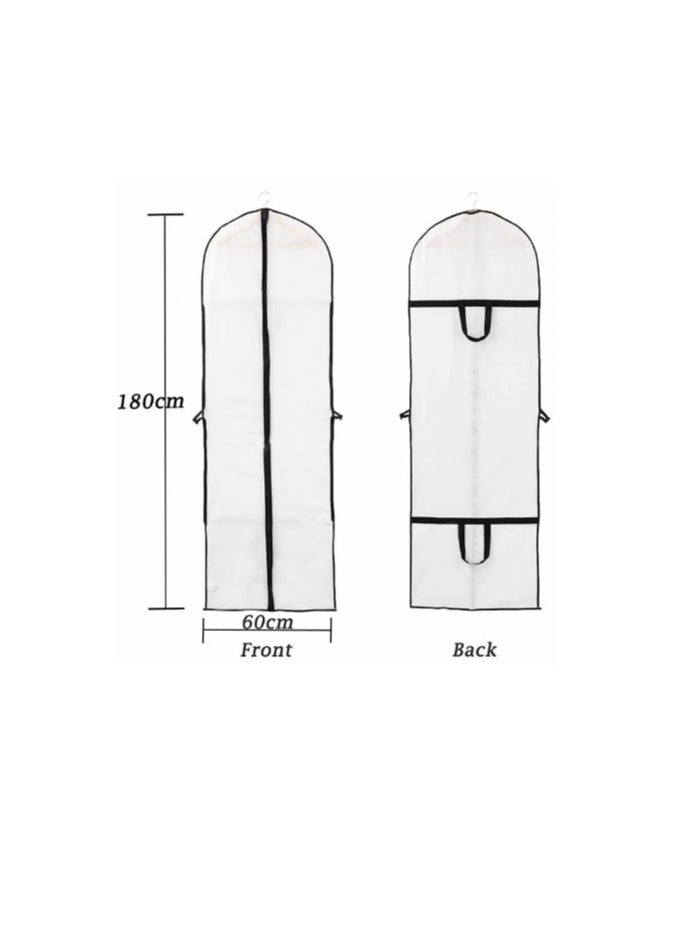 Generic 70.8" Garment Bag 2 Pcs Garment Cover Bag Dustproof Clothes Cover Bags Wedding Dress Bag Cover Foldable Clothe Storage Bag Protector for Closet Storage Suit,Robe,Long Dress(60*180CM-white)  - Image 3