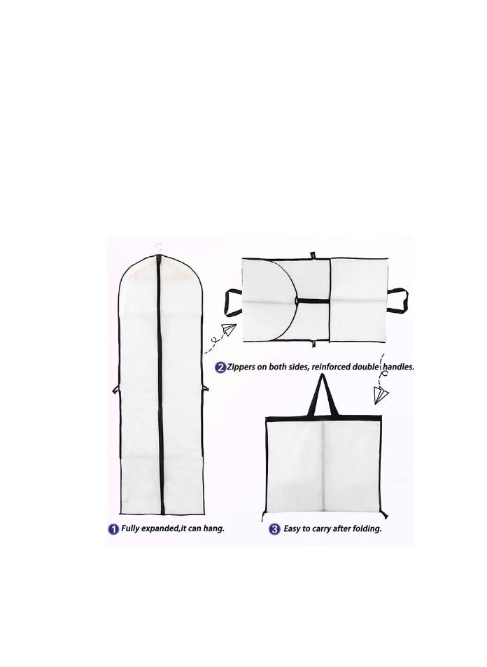 Generic 70.8" Garment Bag 2 Pcs Garment Cover Bag Dustproof Clothes Cover Bags Wedding Dress Bag Cover Foldable Clothe Storage Bag Protector for Closet Storage Suit,Robe,Long Dress(60*180CM-white)  - Image 5