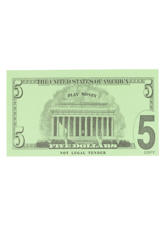 LEARNING ADVANTAGE Five Dollar Play Bills - Set of 100 $5 Paper Bills - Designed and Sized Like Real US Currency - Teach Currency, Counting and Math with Play Money - Image 5
