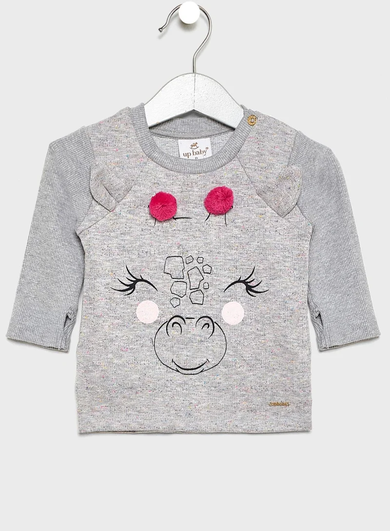 Up Baby Kids Pom Pom Sweatshirt + Leggings Set