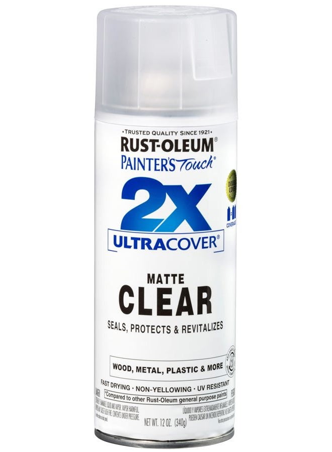 RUST-OLEUM 334022 Painter's Touch 2X Ultra Cover Spray Paint, 12 oz, Matte Clear - Image 1