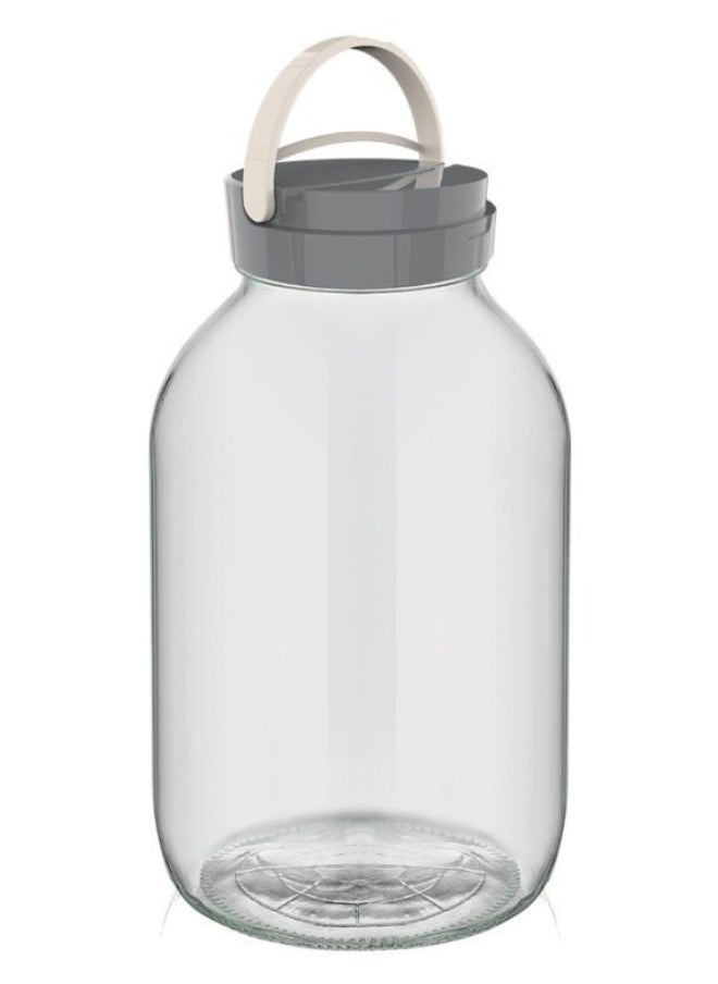 Bager - Large round glass jar with plastic lid for storing large quantities of dry materials such as flour, sugar, rice, legumes, pasta, pickles (5 litre capacity) - Image 1