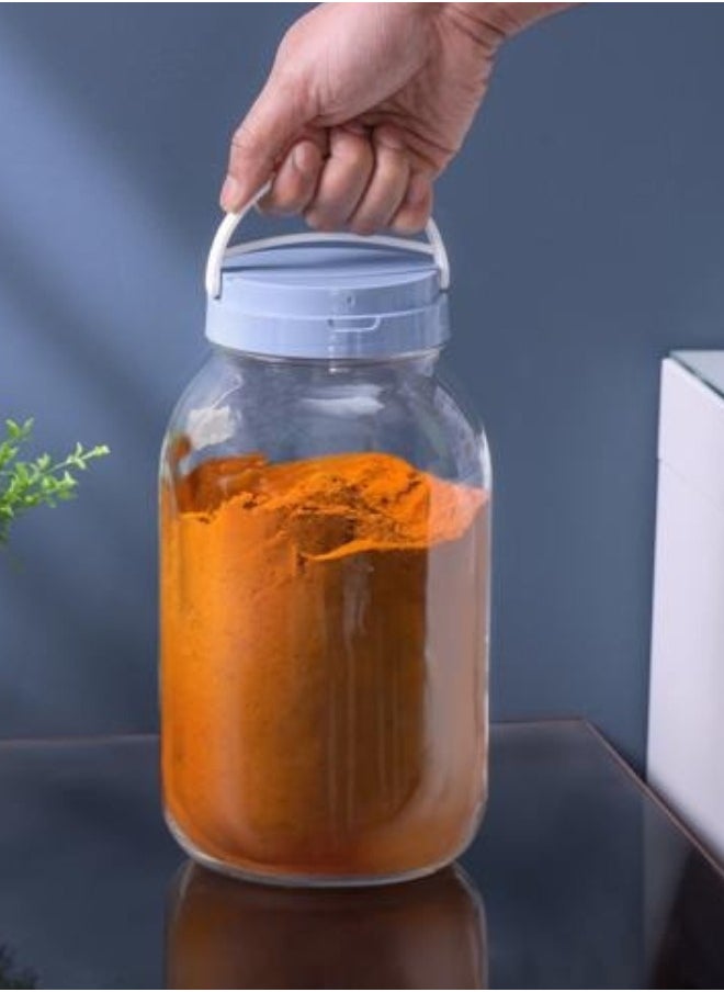 Bager - Large round glass jar with plastic lid for storing large quantities of dry materials such as flour, sugar, rice, legumes, pasta, pickles (5 litre capacity) - Image 1