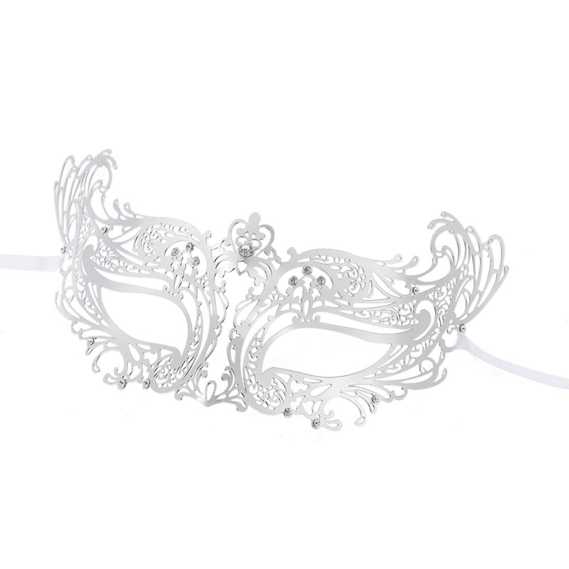 Metal Mask: Silver Rhinestone Decorated, One Size Fits Most - Adjustable Secure Comfortable Fit, Elegant Mask for Halloween Masquerade Party - Image 5