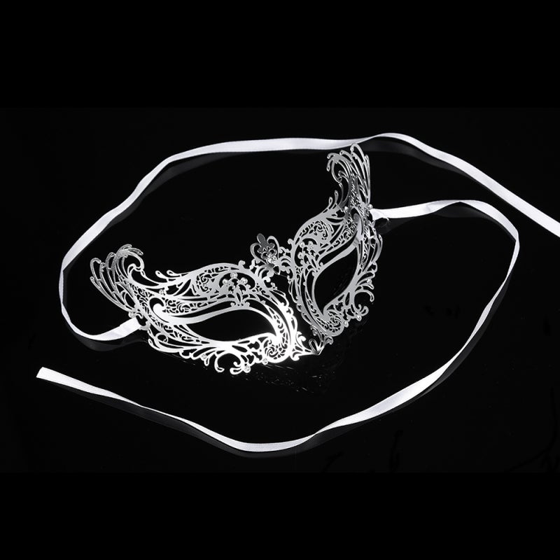 Metal Mask: Silver Rhinestone Decorated, One Size Fits Most - Adjustable Secure Comfortable Fit, Elegant Mask for Halloween Masquerade Party - Image 2