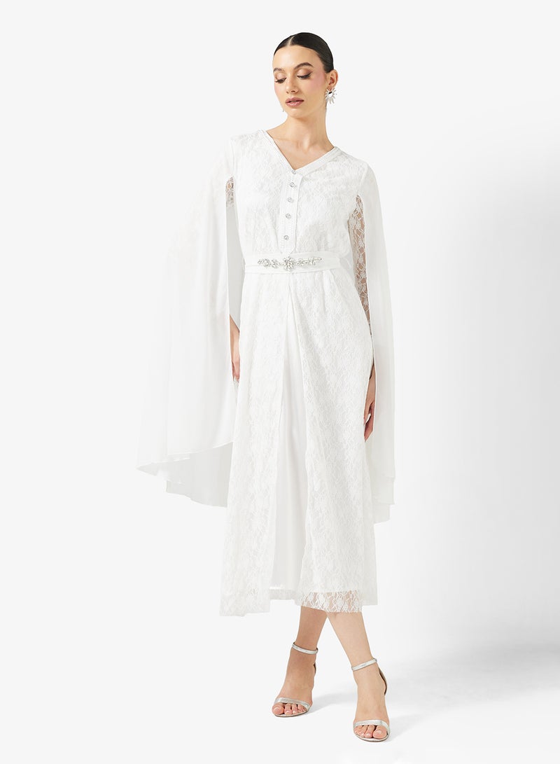 Khizana Cape Style Lace Dress - Image 4