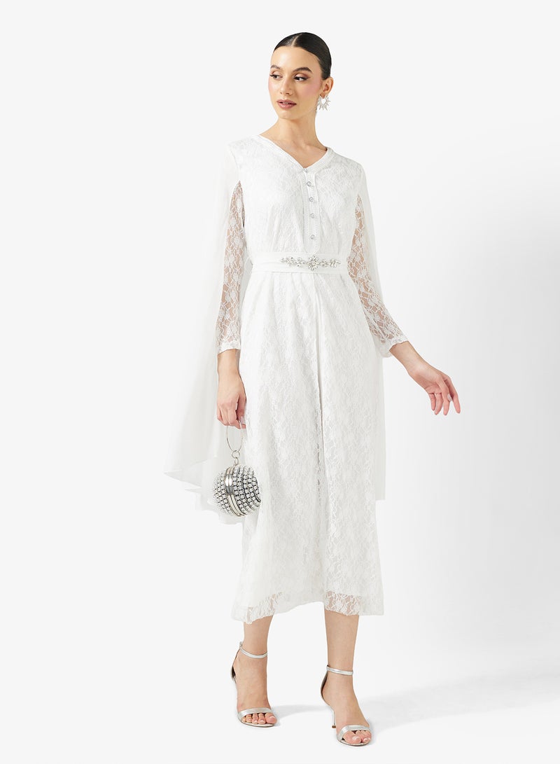 Khizana Cape Style Lace Dress - Image 1
