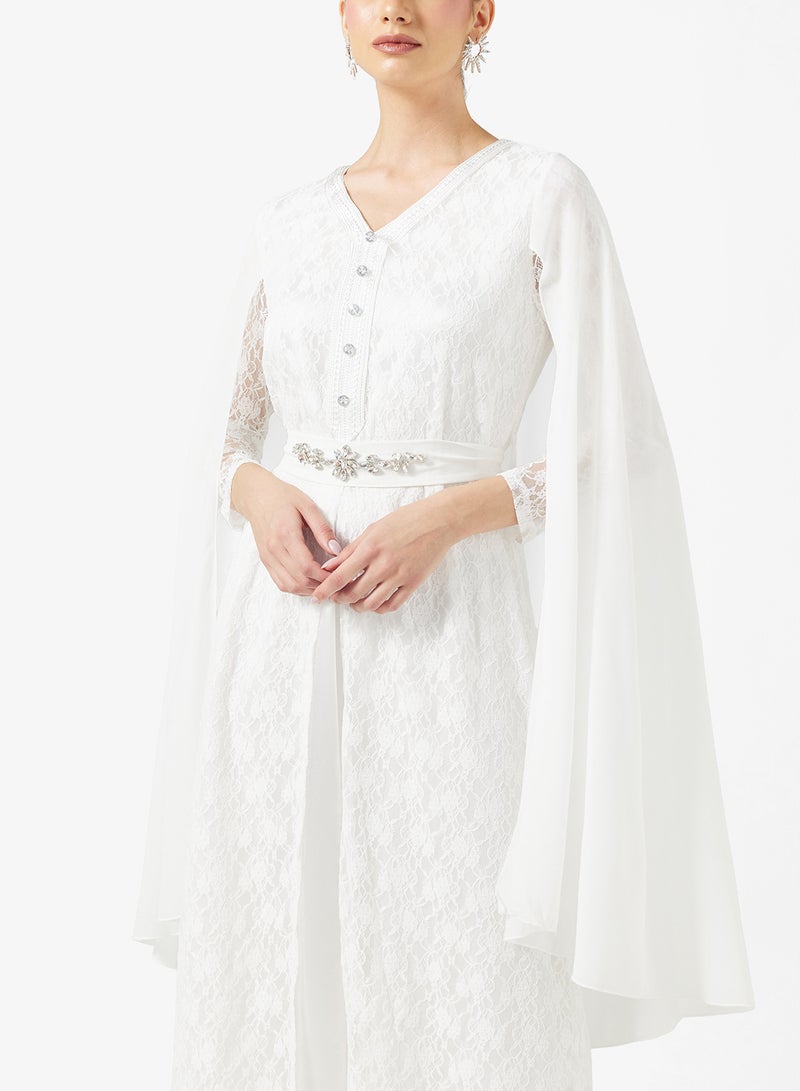Khizana Cape Style Lace Dress - Image 3