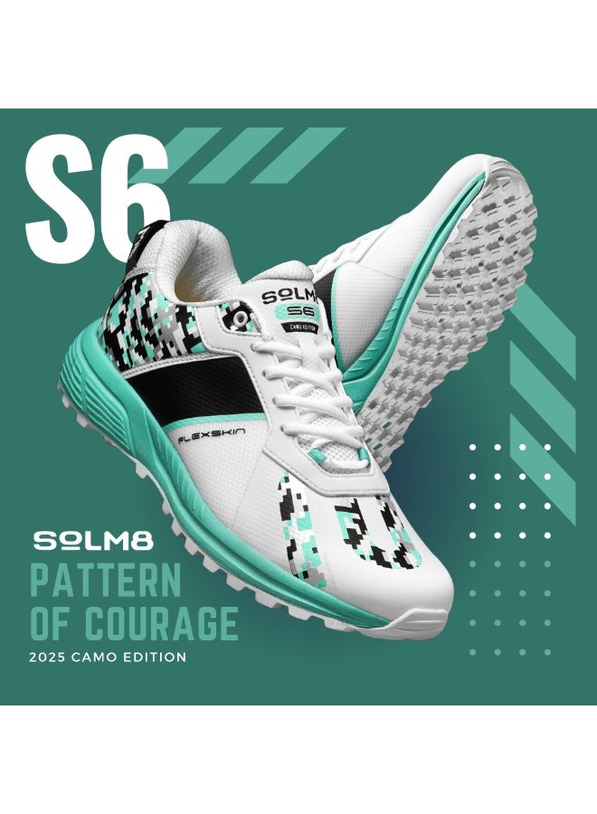 SOLM8 S6 Camo Cricket Shoes Men - 2025 Edition Ultralight Camouflage Upper Rubber Spikes Well-Cushioned Insole - Ideal Cricket Shoes for All Round Performance - Image 2