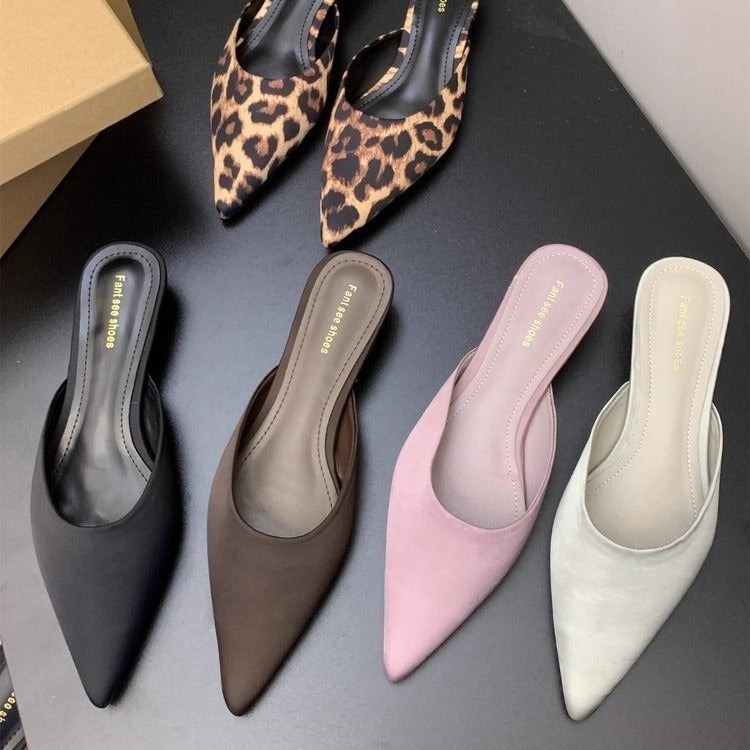 Qi Ta Pointed Toe Fashion Mule Shoes for Women - Elegant Stylish High Heel Sandals - Image 3