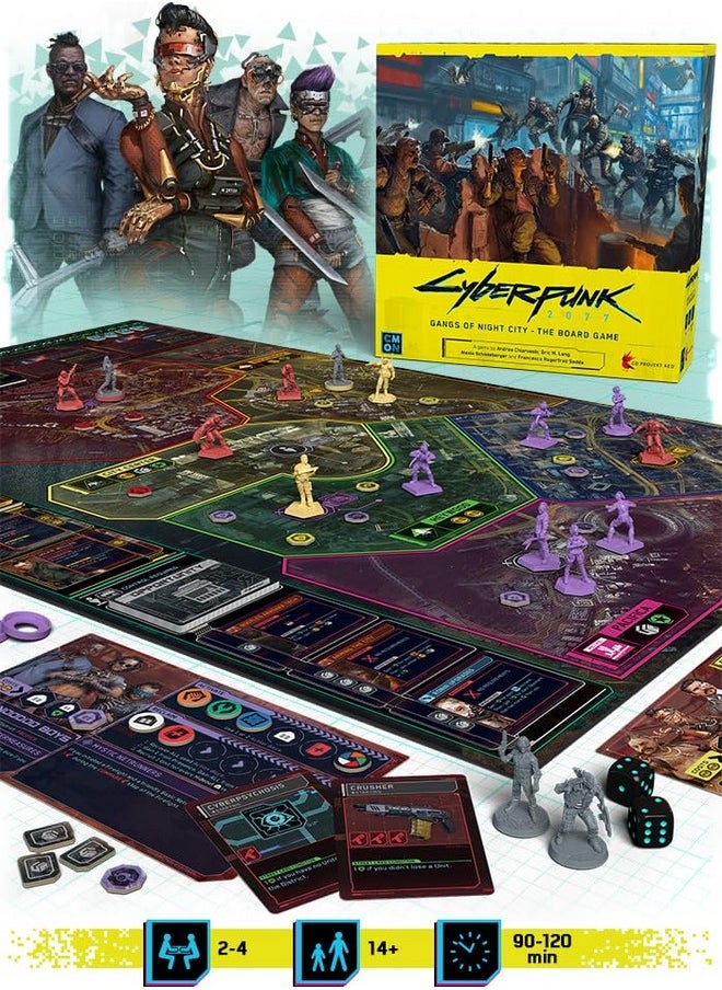 CMON - Cyberpunk 2077: Gangs Of Night City Board Game - Conquer Night City In This Immersive Sci-Fi Strategy Game! Adventure Game, Ages 14+, 1-4 Players, 90-120 Min Playtime, Made - Image 1