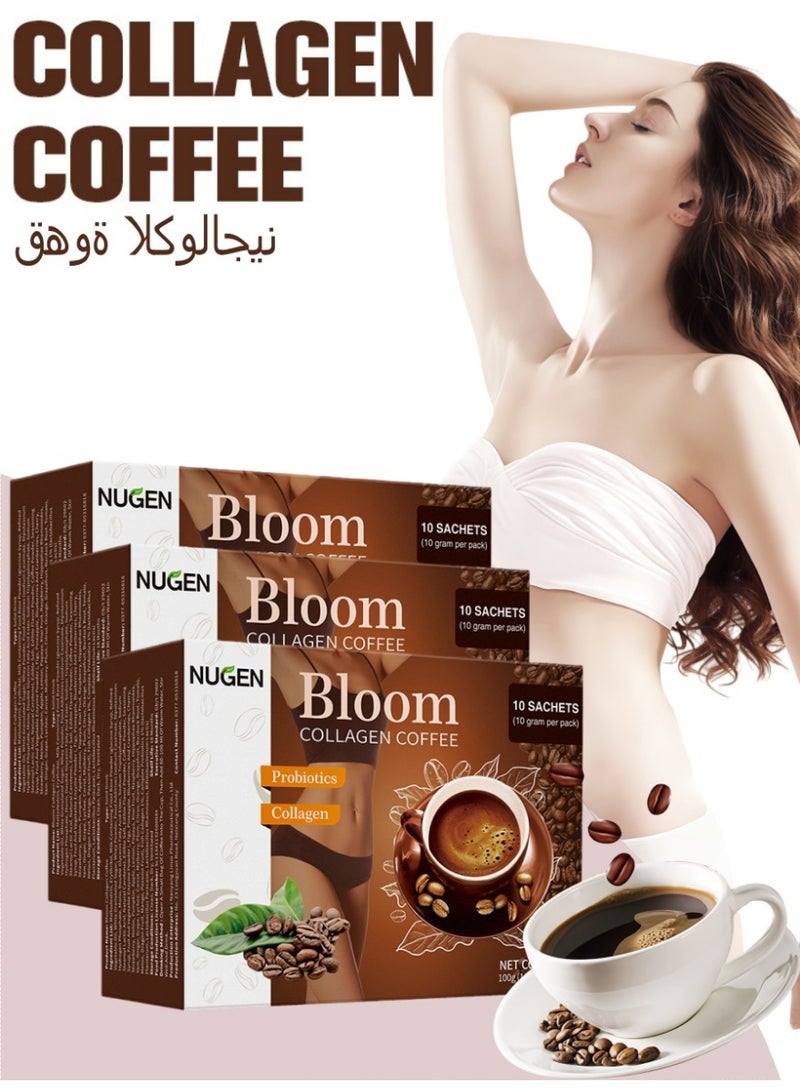 NUGEN Bloom Collagen Coffee 3 Pack 100 Percent Organic With Glutathione For Skin Radiance And Weight Support - Image 1